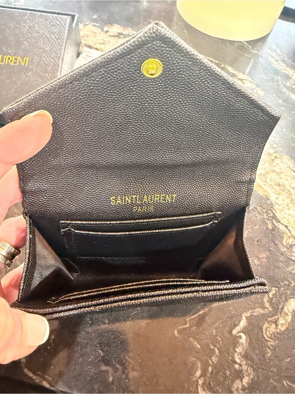 Yves Saint Laurent Black Chevron Quilted Card Holder - Picture 3 of 3